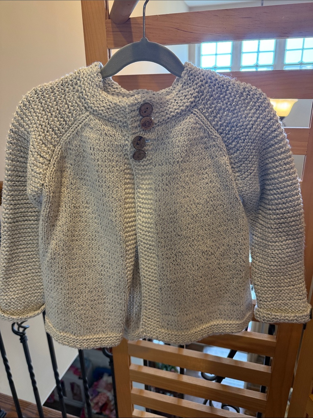 Chunky Knit Button Cardigan - Light Heather Gray